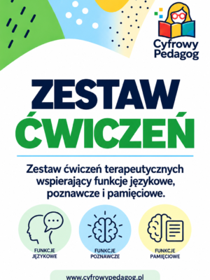 Zestaw terapeutycznych kart pracy – trening funkcji poznawczych, językowych i logicznych